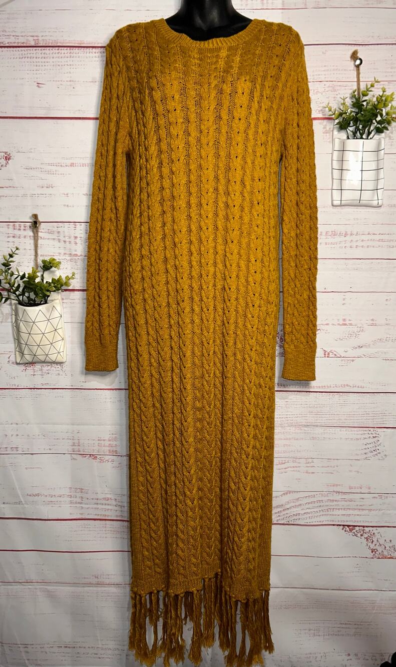 Ggio Golden Brown Knit Maxi Dress Size Small